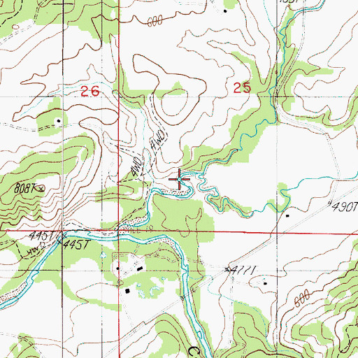 Topographic Map of Bachelor Creek, OR