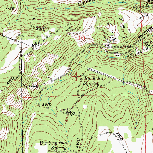 Topographic Map of Bachelor Spring, OR