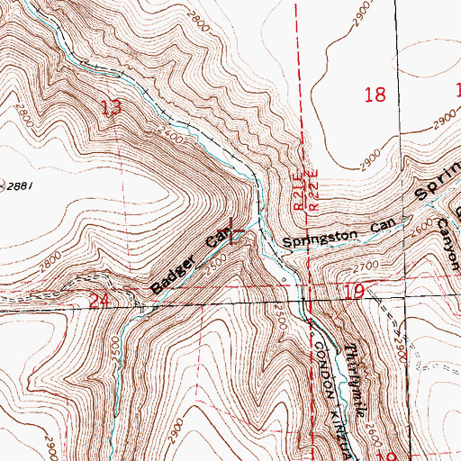Topographic Map of Badger Canyon, OR