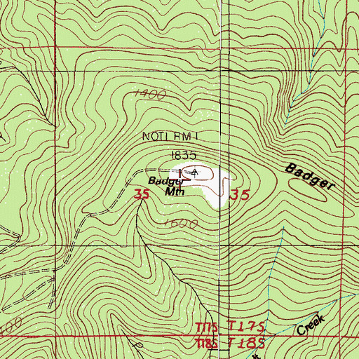 Topographic Map of Badger Mountain, OR