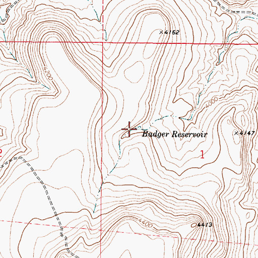 Topographic Map of Badger Reservoir, OR