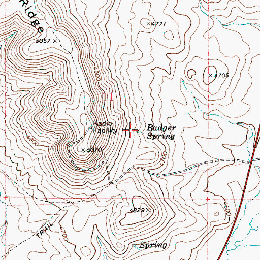Topographic Map of Badger Spring, OR