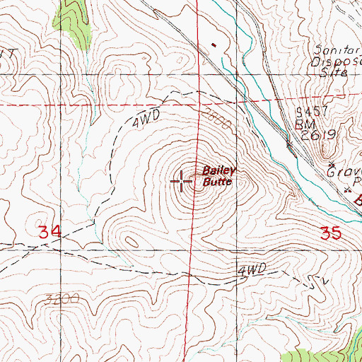 Topographic Map of Bailey Butte, OR