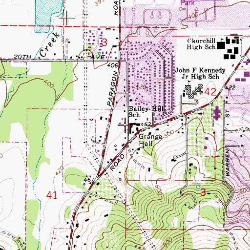 Topographic Map of Bailey Hill Instructional Center, OR