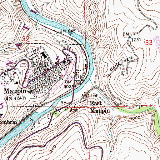 Topographic Map of Bakeoven Creek, OR