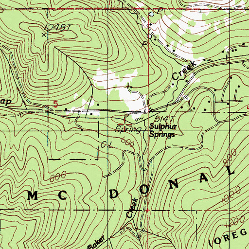 Topographic Map of Baker Creek, OR