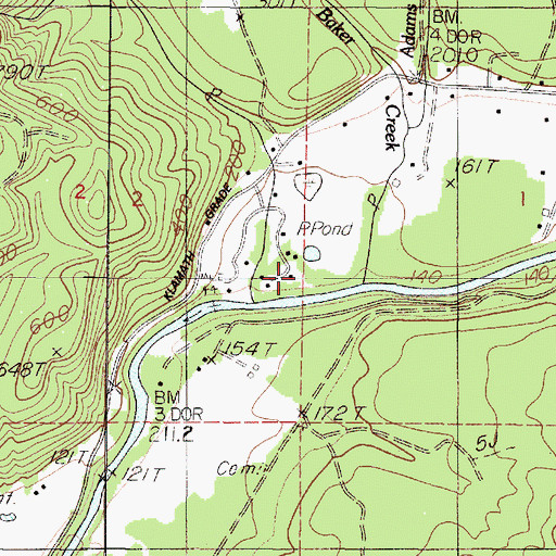 Topographic Map of Baker Creek, OR