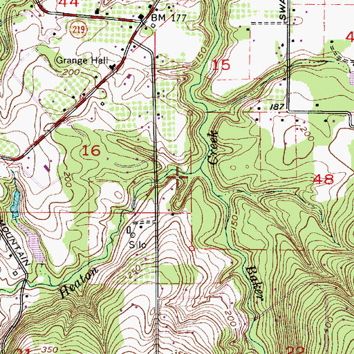 Topographic Map of Baker Creek, OR