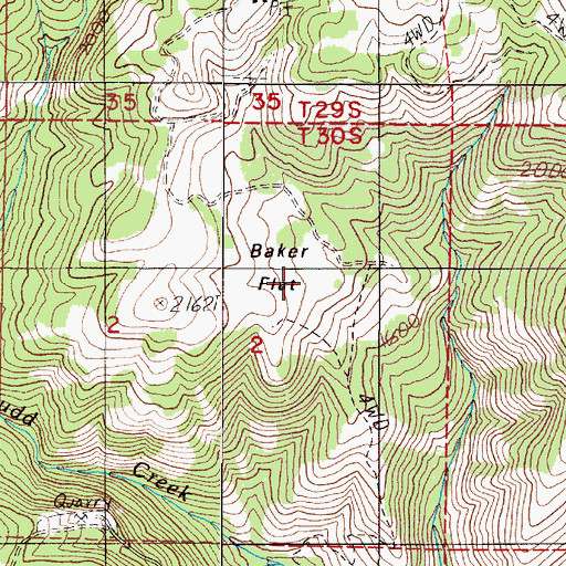 Topographic Map of Baker Flat, OR