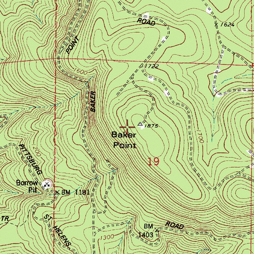Topographic Map of Baker Point, OR