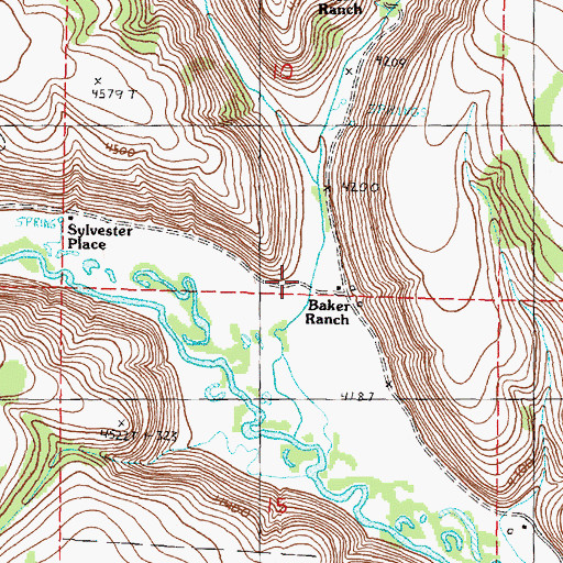 Topographic Map of Baker Ranch, OR