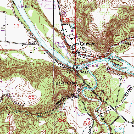Topographic Map of Bakers Bridge, OR