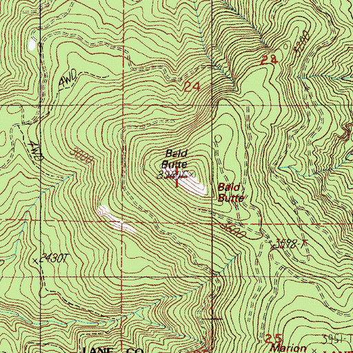 Topographic Map of Bald Butte, OR