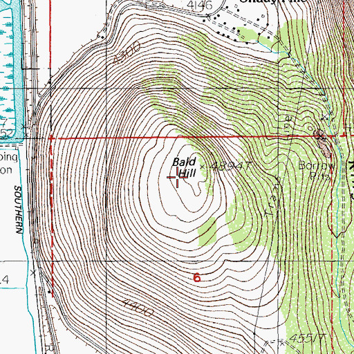 Topographic Map of Bald Hill, OR