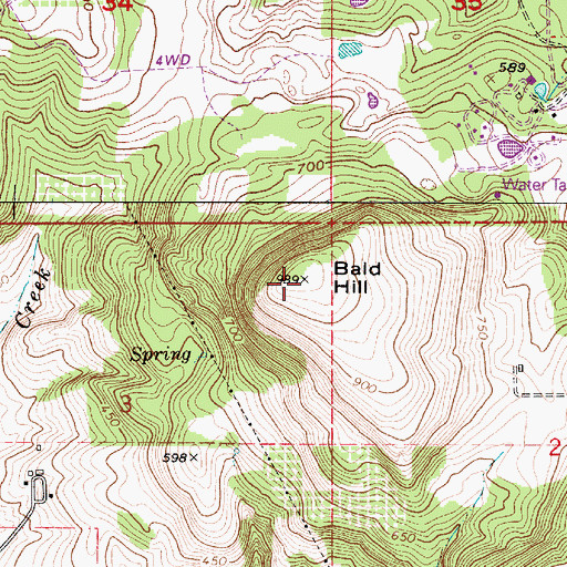 Topographic Map of Bald Hill, OR