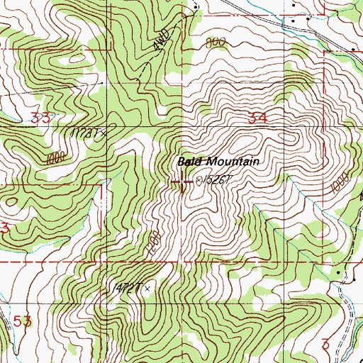 Topographic Map of Bald Mountain, OR