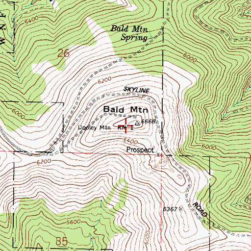 Topographic Map of Bald Mountain, OR