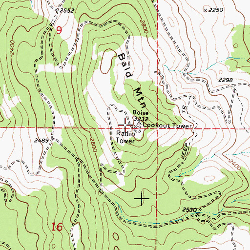 Topographic Map of Bald Mountain, OR