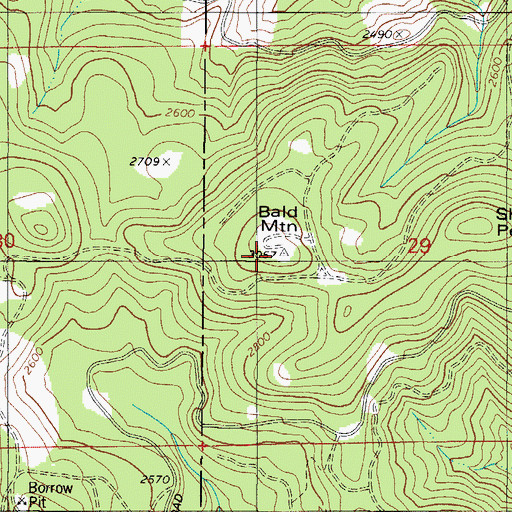 Topographic Map of Bald Mountain, OR