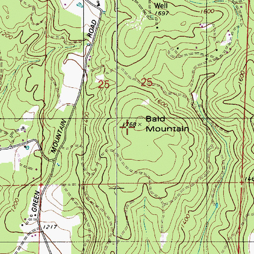 Topographic Map of Bald Mountain, OR