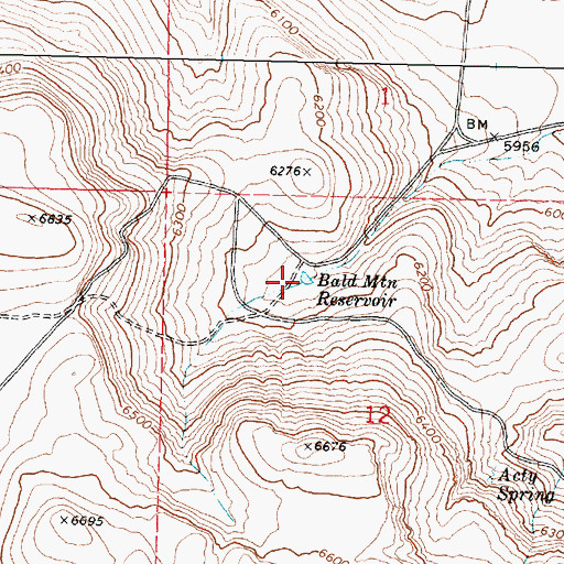 Topographic Map of Bald Mountain Reservoir, OR