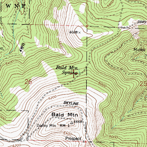 Topographic Map of Bald Mountain Spring, OR