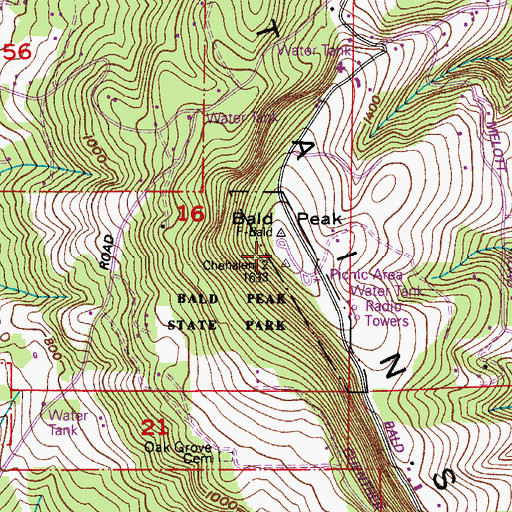 Topographic Map of Bald Peak, OR