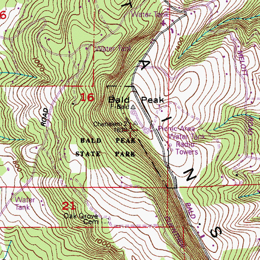 Topographic Map of Bald Peak State Park, OR