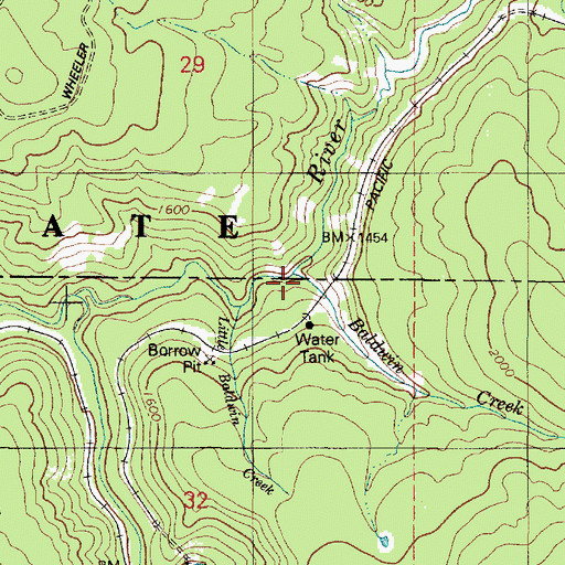 Topographic Map of Baldwin Creek, OR