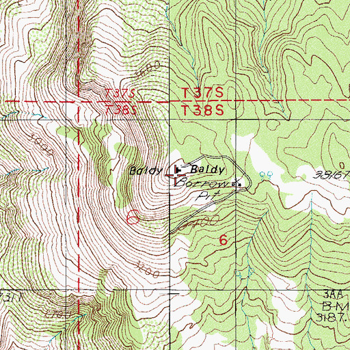 Topographic Map of Baldy, OR