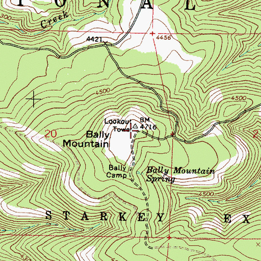 Topographic Map of Bally Mountain, OR