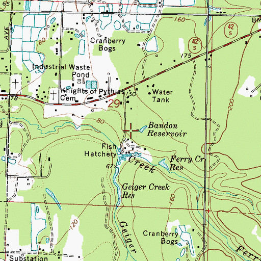 Topographic Map of Bandon Reservoir, OR