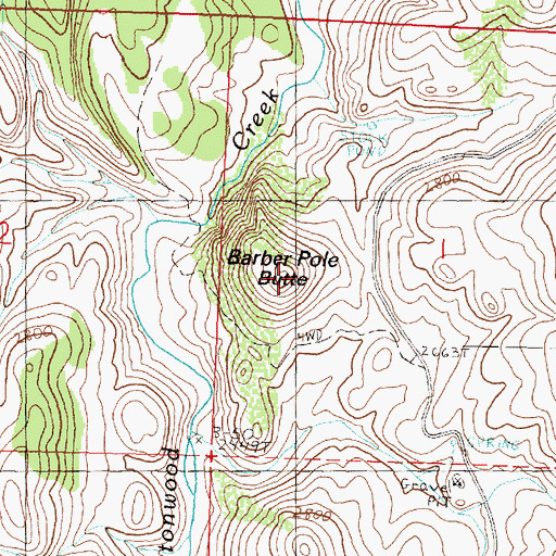 Topographic Map of Barber Pole Butte, OR