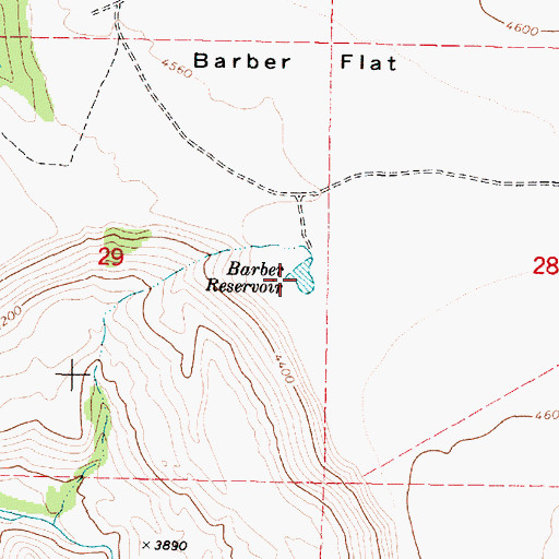 Topographic Map of Barber Reservoir, OR