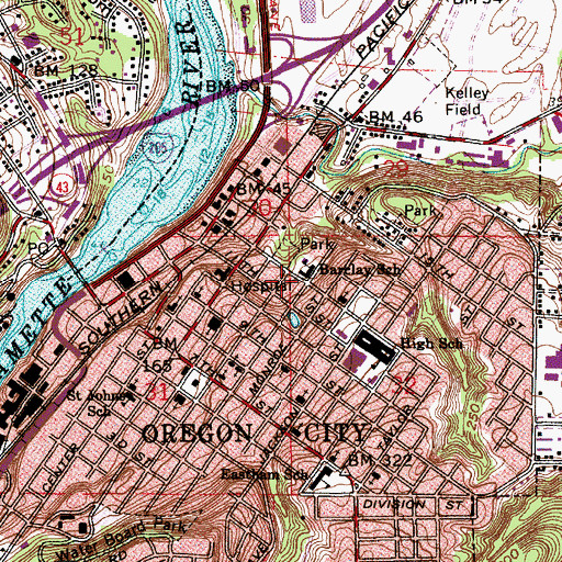 Topographic Map of Barclay School (historical), OR