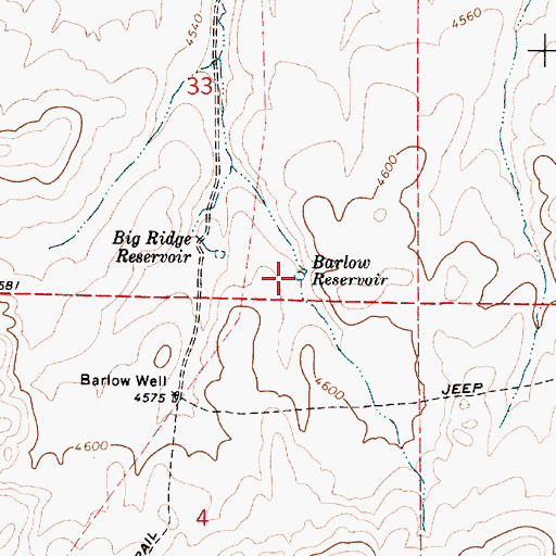 Topographic Map of Barlow Reservoir, OR