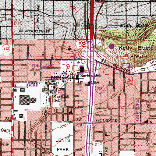 Topographic Map of Barlow School (historical), OR