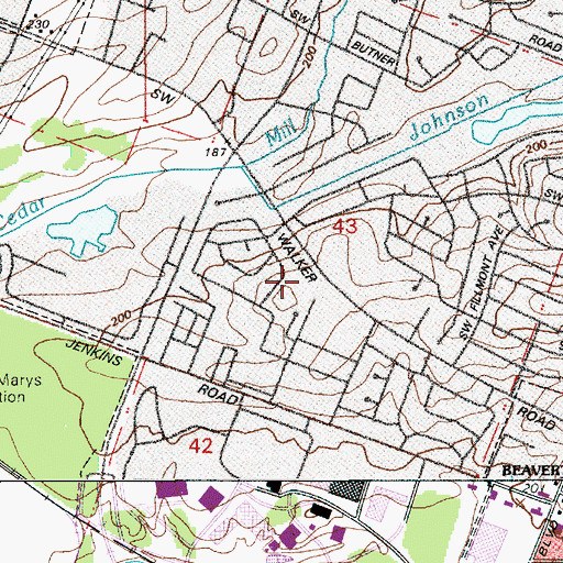 Topographic Map of Barnes Elementary School, OR