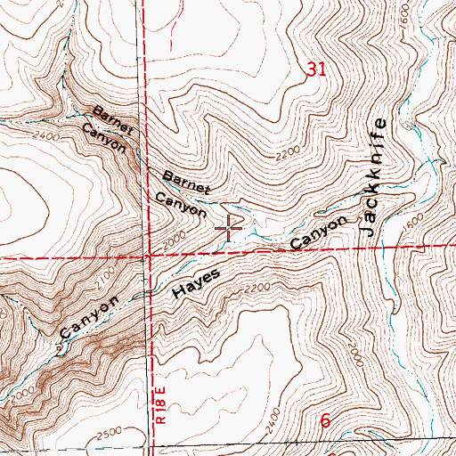 Topographic Map of Barnet Canyon, OR