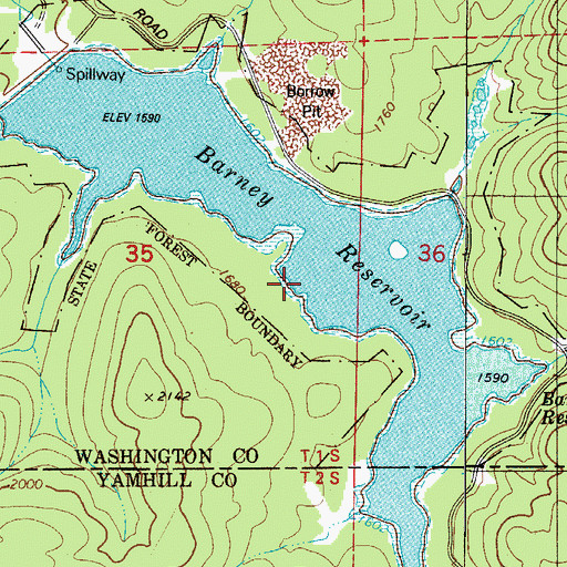 Topographic Map of Barney Reservoir, OR