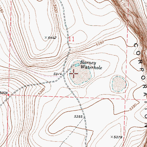 Topographic Map of Barney Waterhole, OR