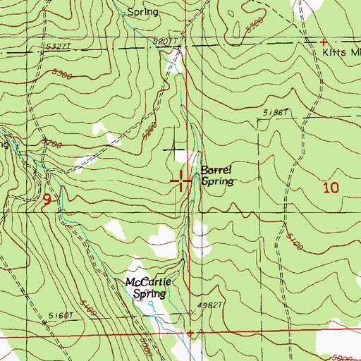 Topographic Map of Barrel Spring, OR