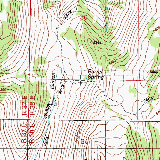 Topographic Map of Barrel Spring, OR