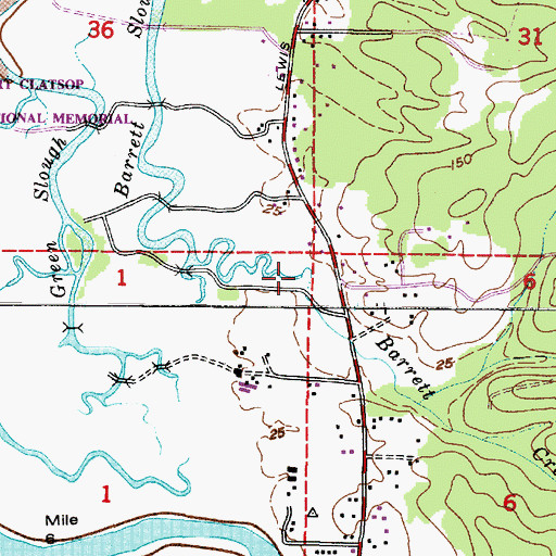 Topographic Map of Barrett Creek, OR