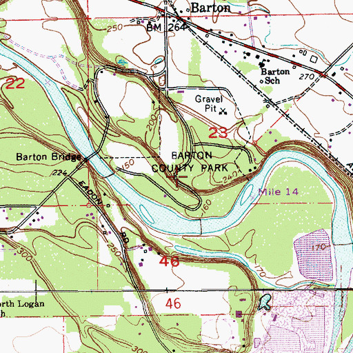 Topographic Map of Barton County Park, OR