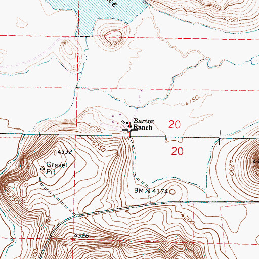 Topographic Map of Barton Ranch, OR