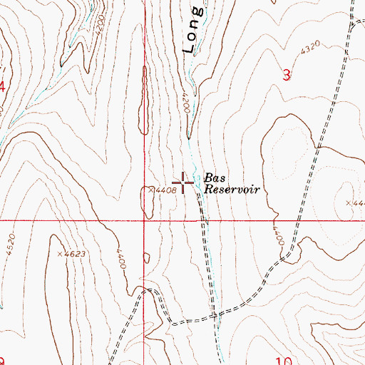 Topographic Map of Bas Reservoir, OR