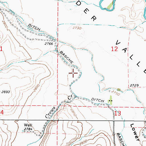 Topographic Map of Basche Ditch, OR