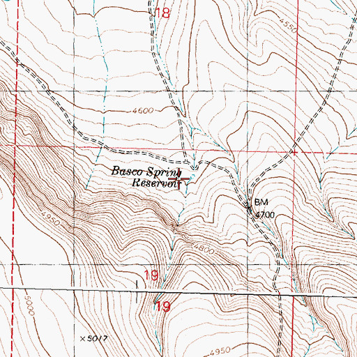 Topographic Map of Basco Spring Reservoir, OR