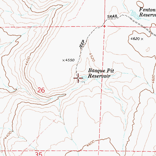 Topographic Map of Basque Pit Reservoir, OR